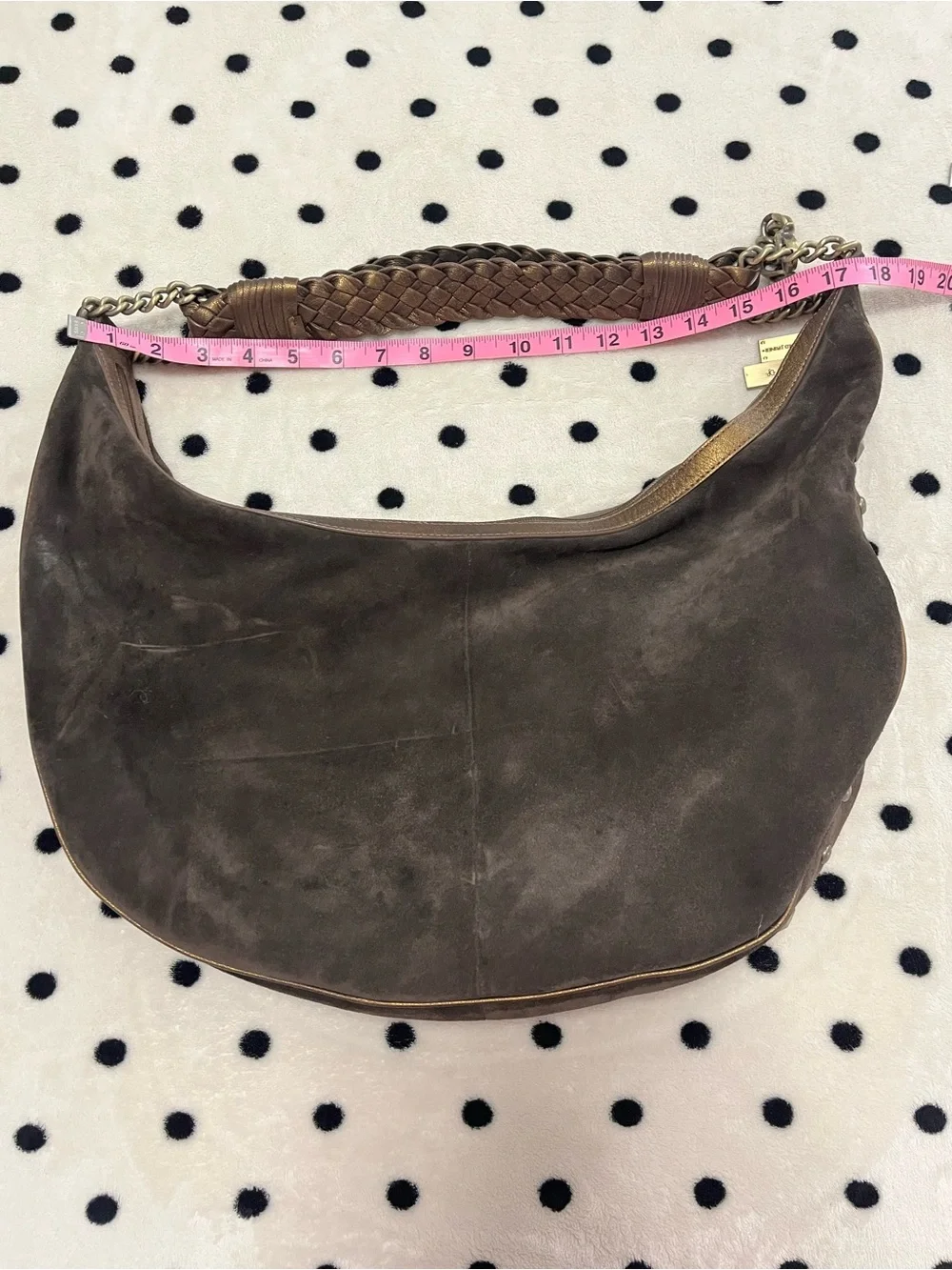 Vintage Donald J. Pliner Brown Suede Studded Hobo Bag Y2K